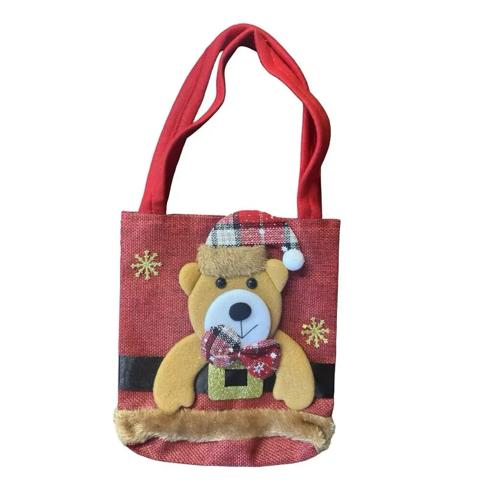 Set of 4 Christmas Gift Treat Bags Santa Snowman Reindeer Bear Holiday Tote‎
